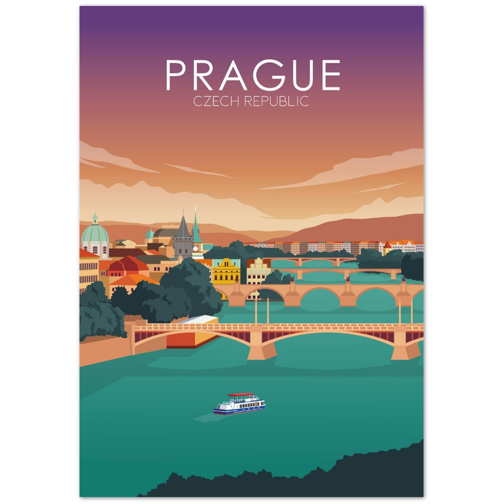 Prague Poster | Prague Wall Art | Prague Sunset Print