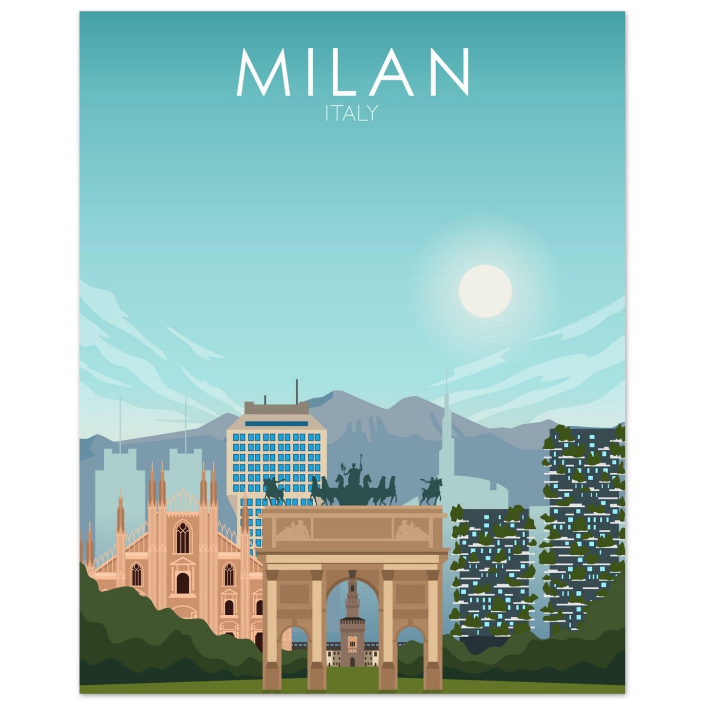 Milan Poster | Milan Wall Art | Milan Daytime Print