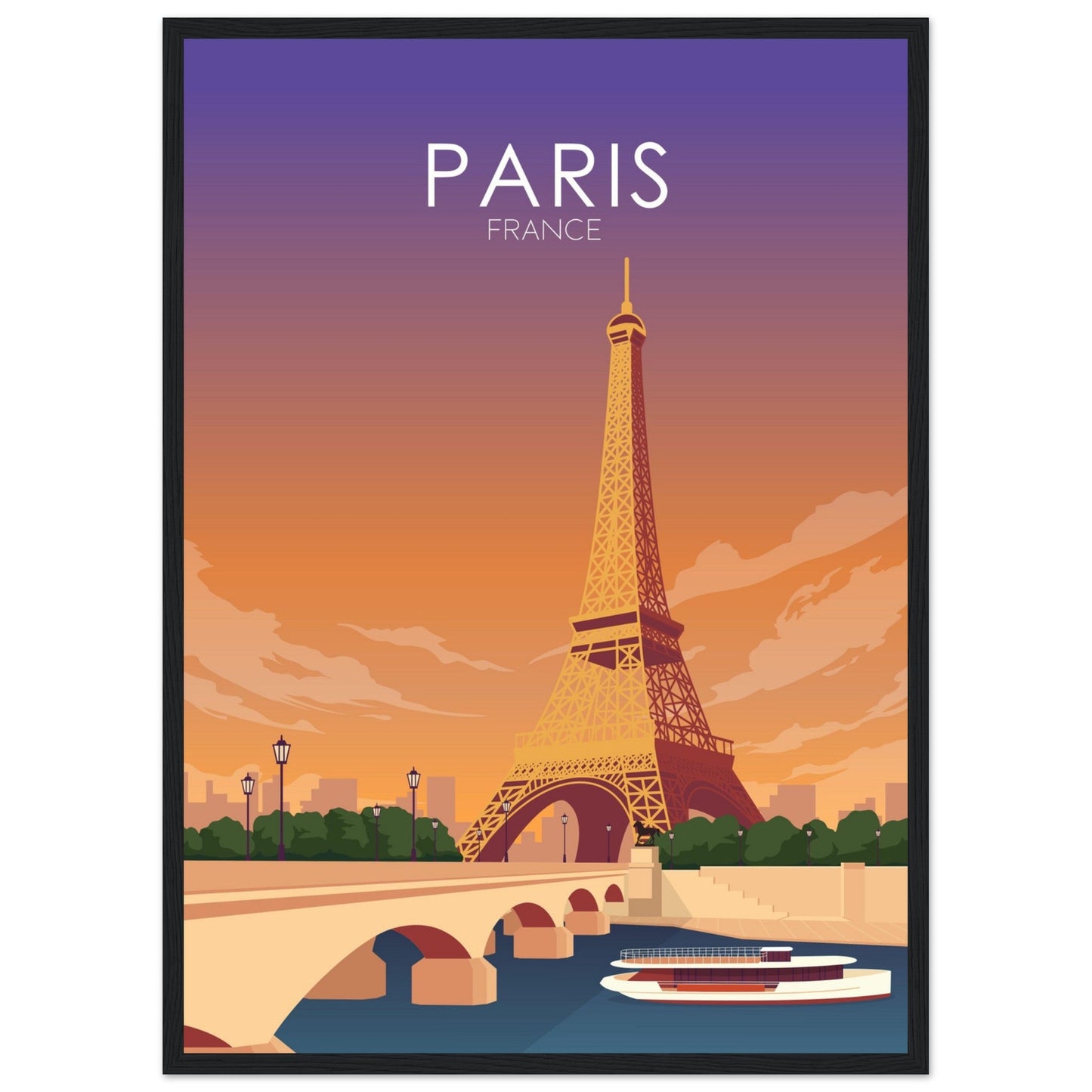 Paris Poster | Paris Wall Art | Paris Sunset Print