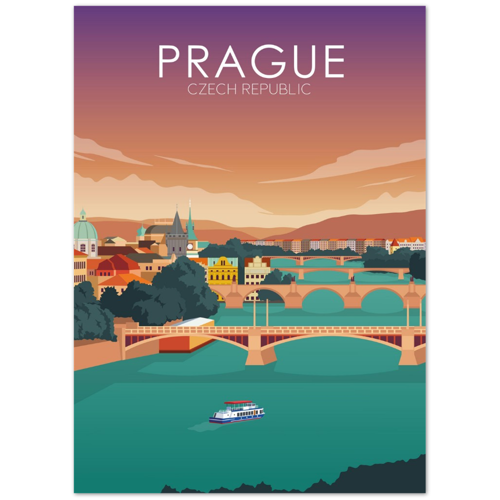 Prague Poster | Prague Wall Art | Prague Sunset Print