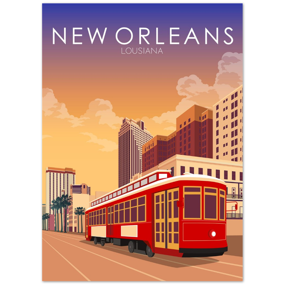 New Orleans Poster | New Orleans Wall Art | New Orleans Sunset Print