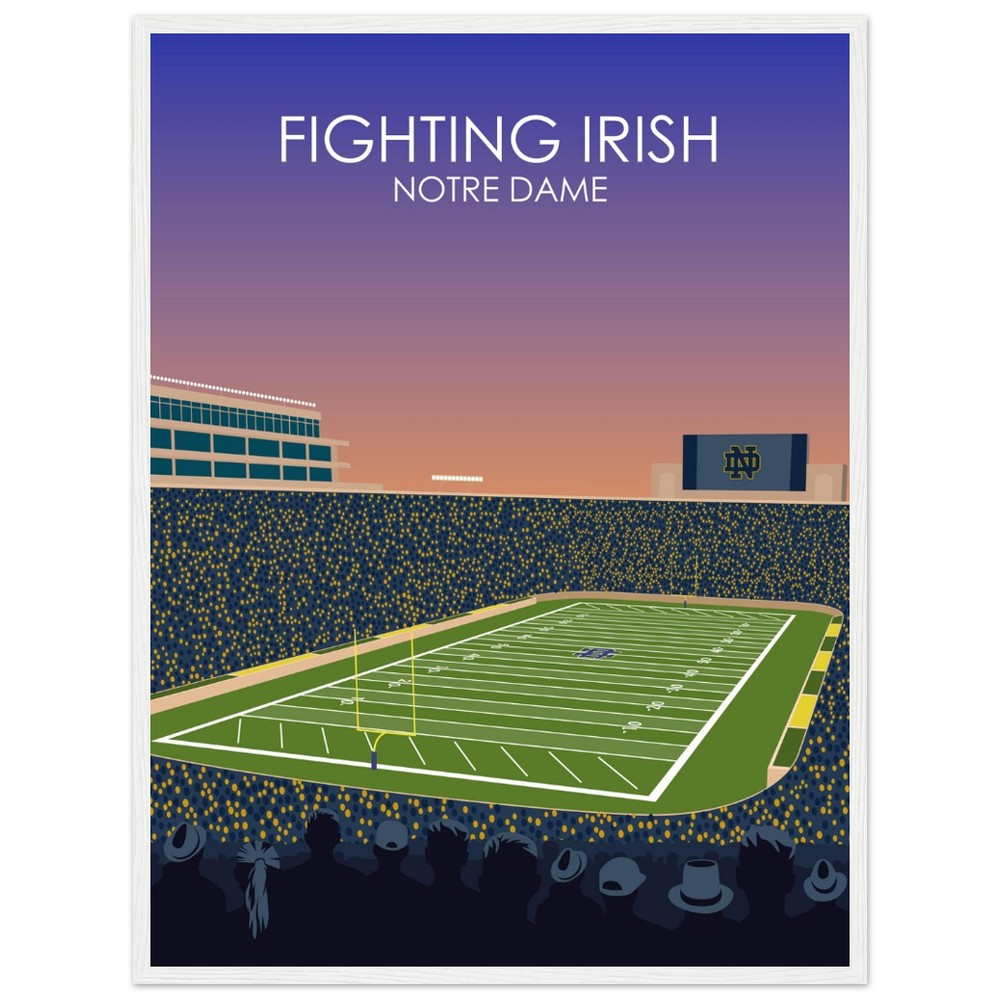 Notre Dame Stadium Poster | University of Notre Dame Fighting Irish College Football Stadium Print
