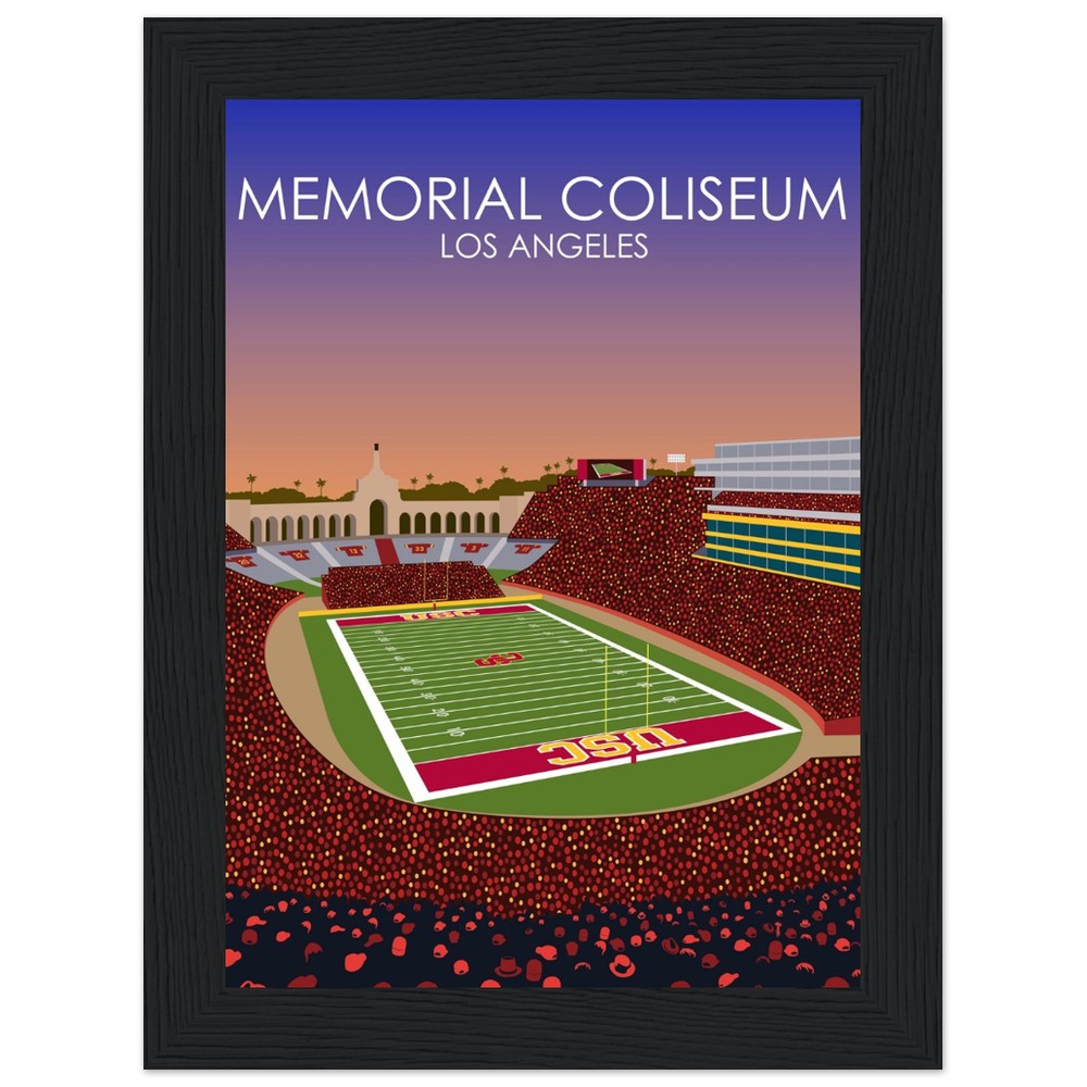 United Airlines Field at Los Angeles Memorial Coliseum Poster | USC Print | University of Southern California Football Stadium Print