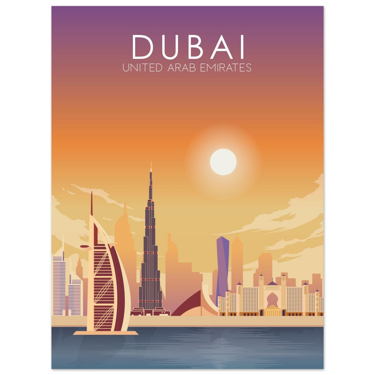 Dubai Poster | Dubai Wall Art | Dubai Sunset Print