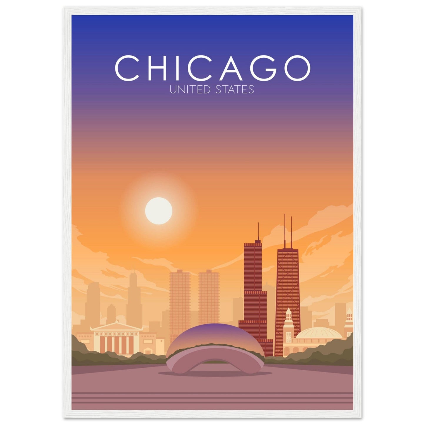 Chicago Poster | Chicago Wall Art | Chicago Sunset Print