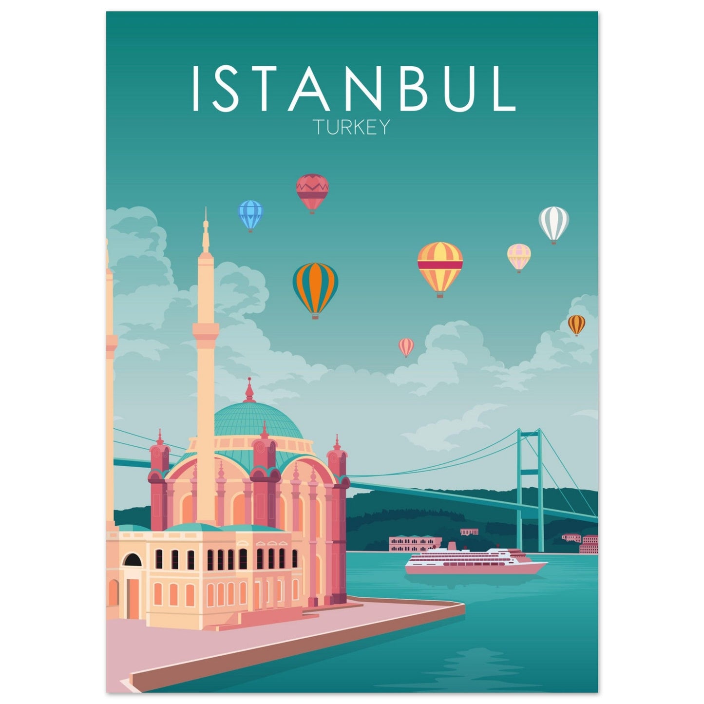 Istanbul Poster | Istanbul Wall Art | Istanbul Pastel Print