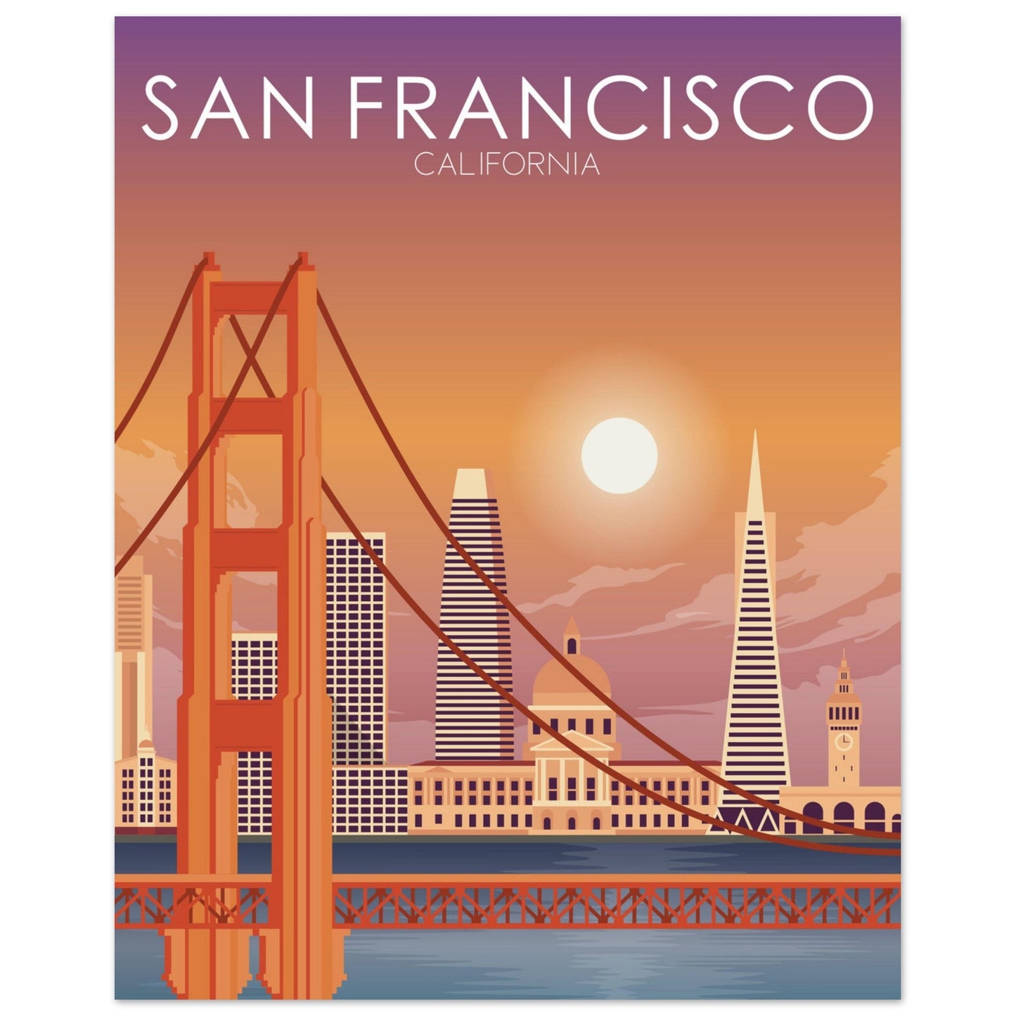 San Francisco Poster | San Francisco Wall Art | San Francisco Sunset Print