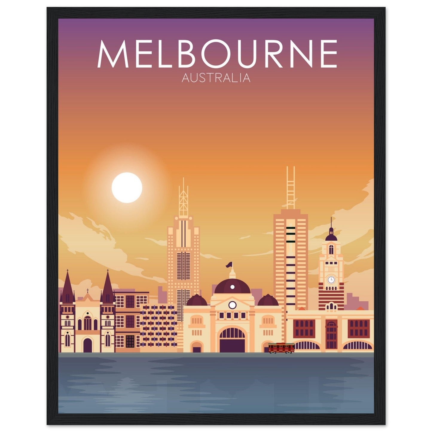 Melbourne Poster | Melbourne Wall Art | Melbourne Sunset Print