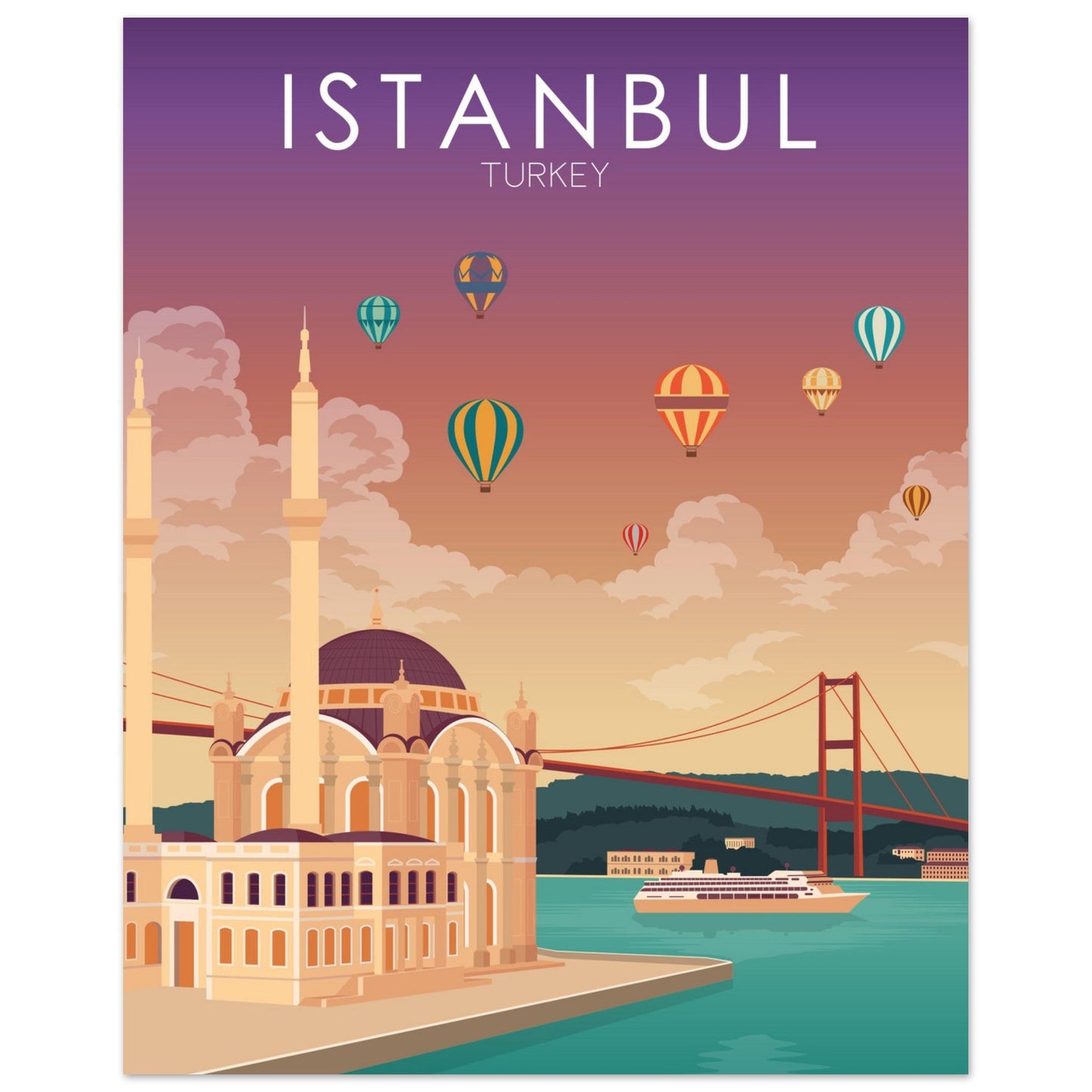 Istanbul Poster | Istanbul Wall Art | Istanbul Sunset Print