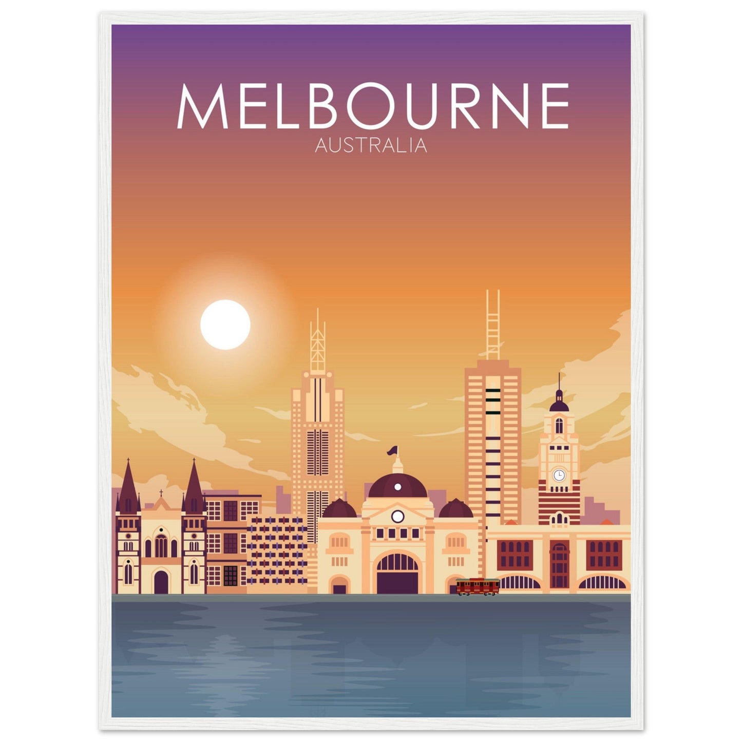 Melbourne Poster | Melbourne Wall Art | Melbourne Sunset Print