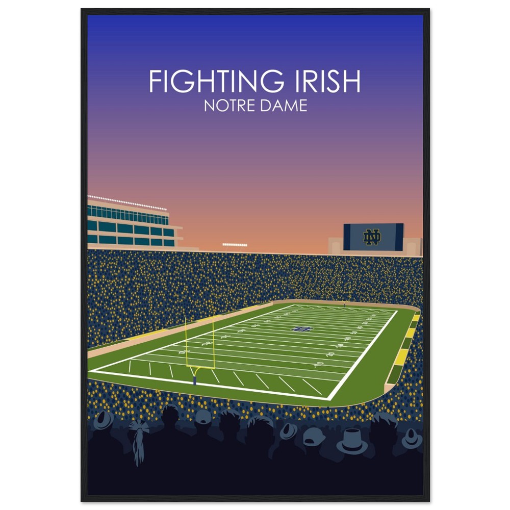 Notre Dame Stadium Poster | University of Notre Dame Fighting Irish College Football Stadium Print