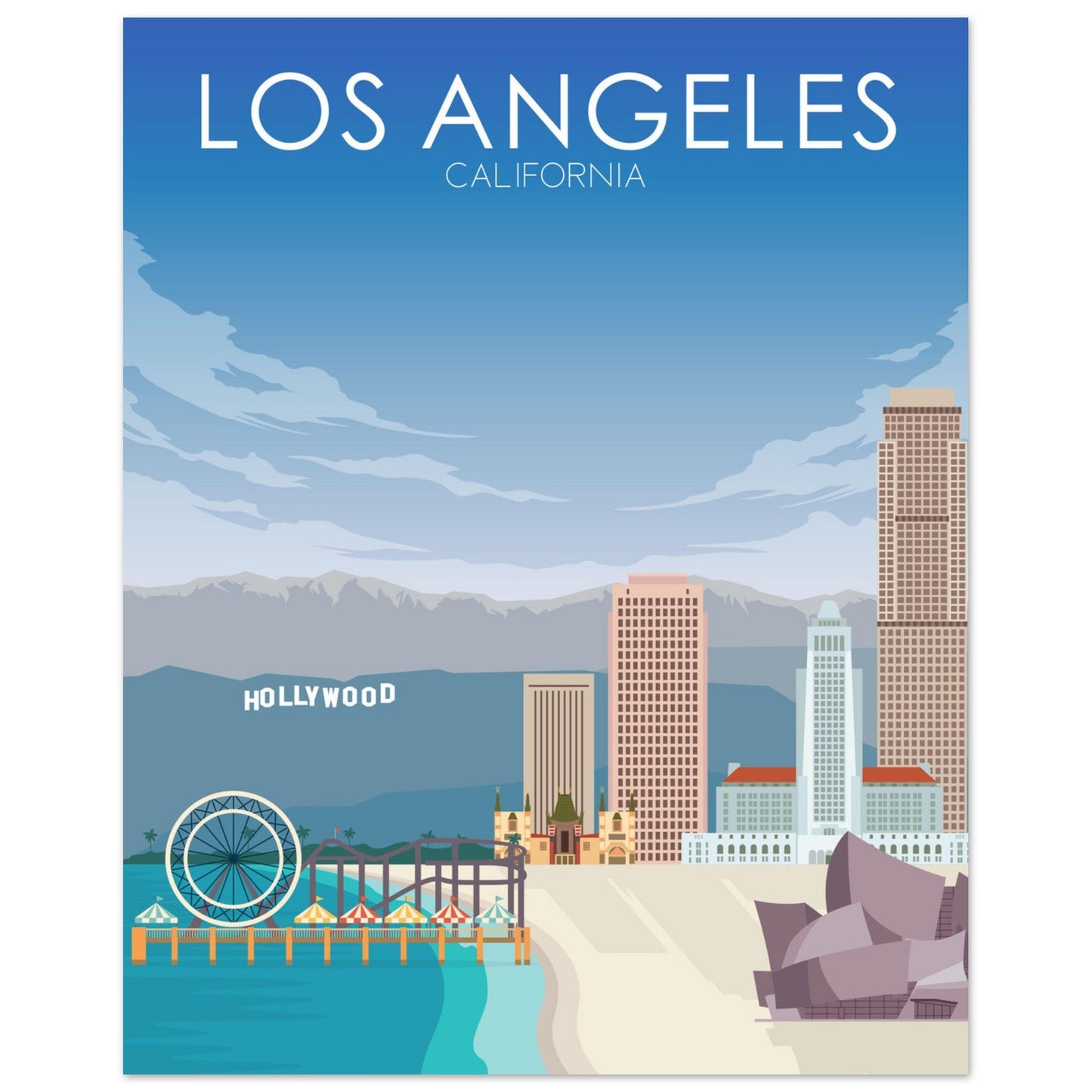 Los Angeles Poster | Los Angeles Wall Art | Los Angeles Daytime Print