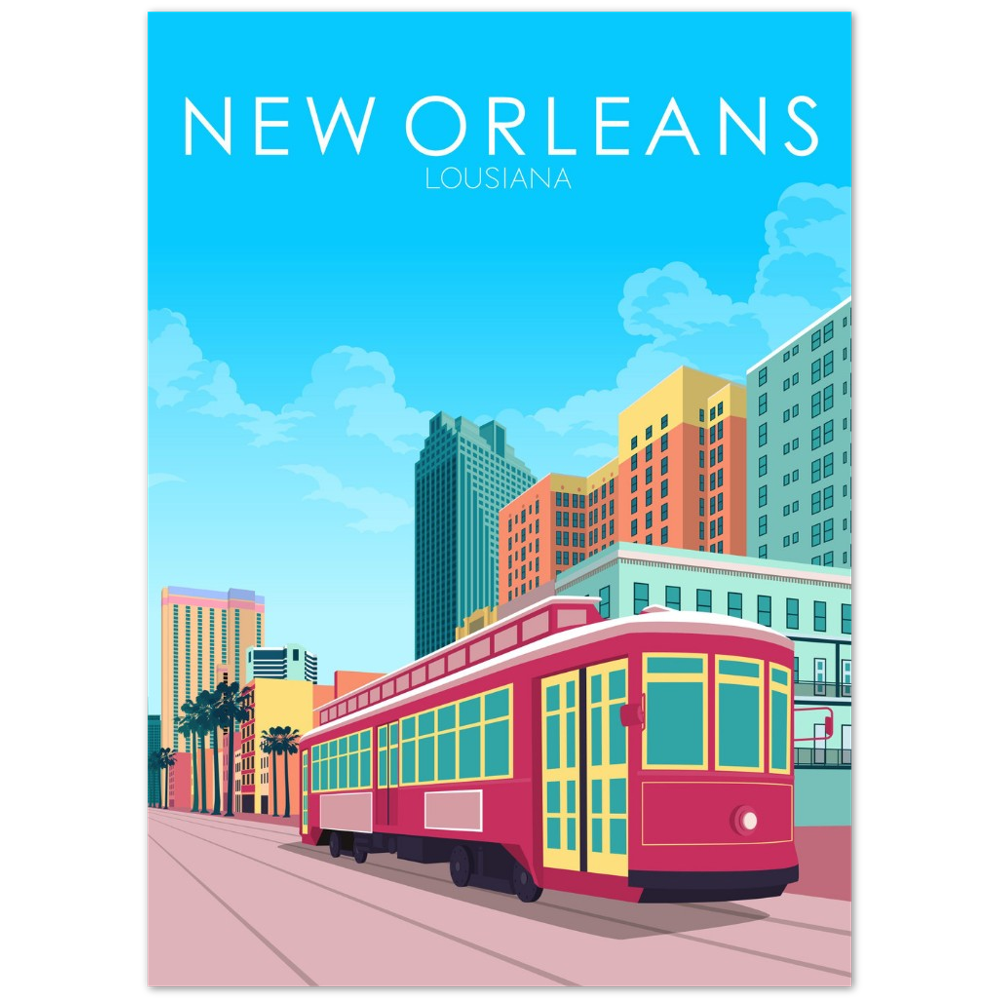 New Orleans Poster | New Orleans Wall Art | New Orleans Pastel Print