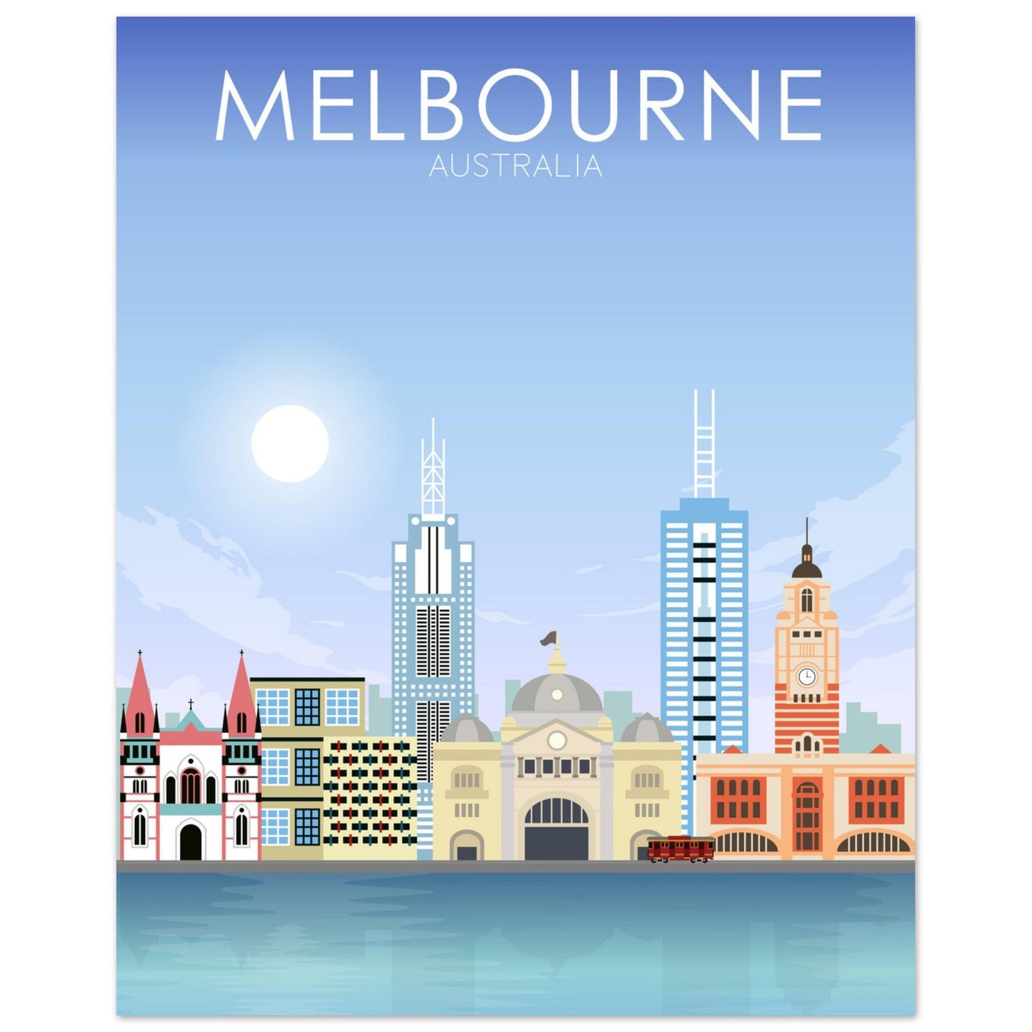 Melbourne Poster | Melbourne Wall Art | Melbourne Daytime Print
