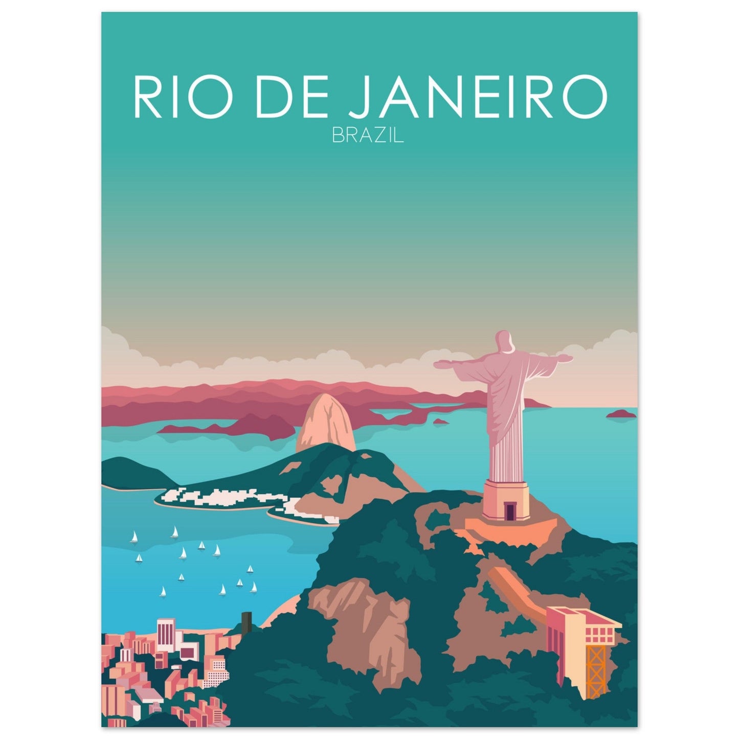 Rio De Janeiro Poster | Rio De Janeiro Wall Art | Rio De Janeiro Pastel Print