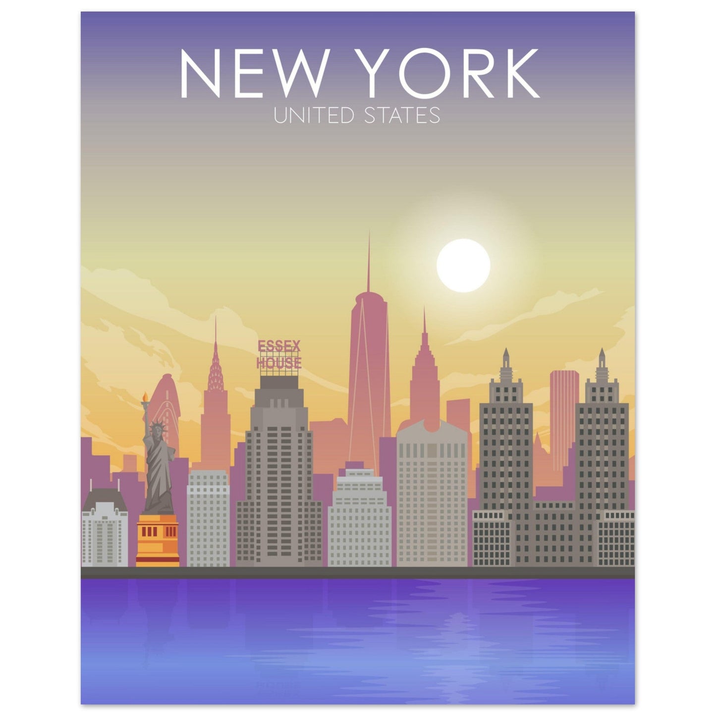 New York Poster | New York Wall Art | New York Sunset Print
