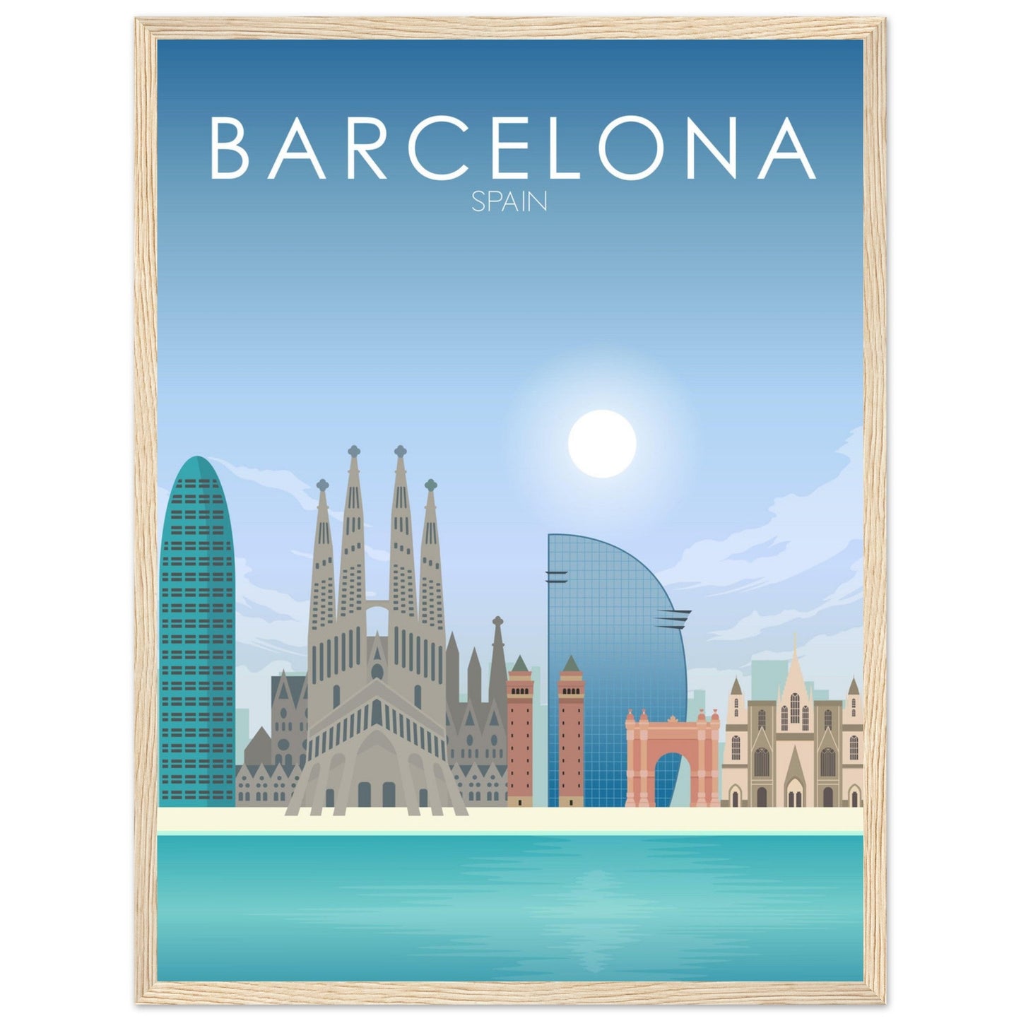 Barcelona Poster | Barcelona Wall Art | Barcelona Daytime Print