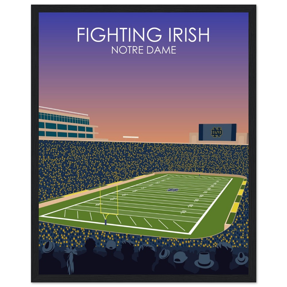 Notre Dame Stadium Poster | University of Notre Dame Fighting Irish College Football Stadium Print