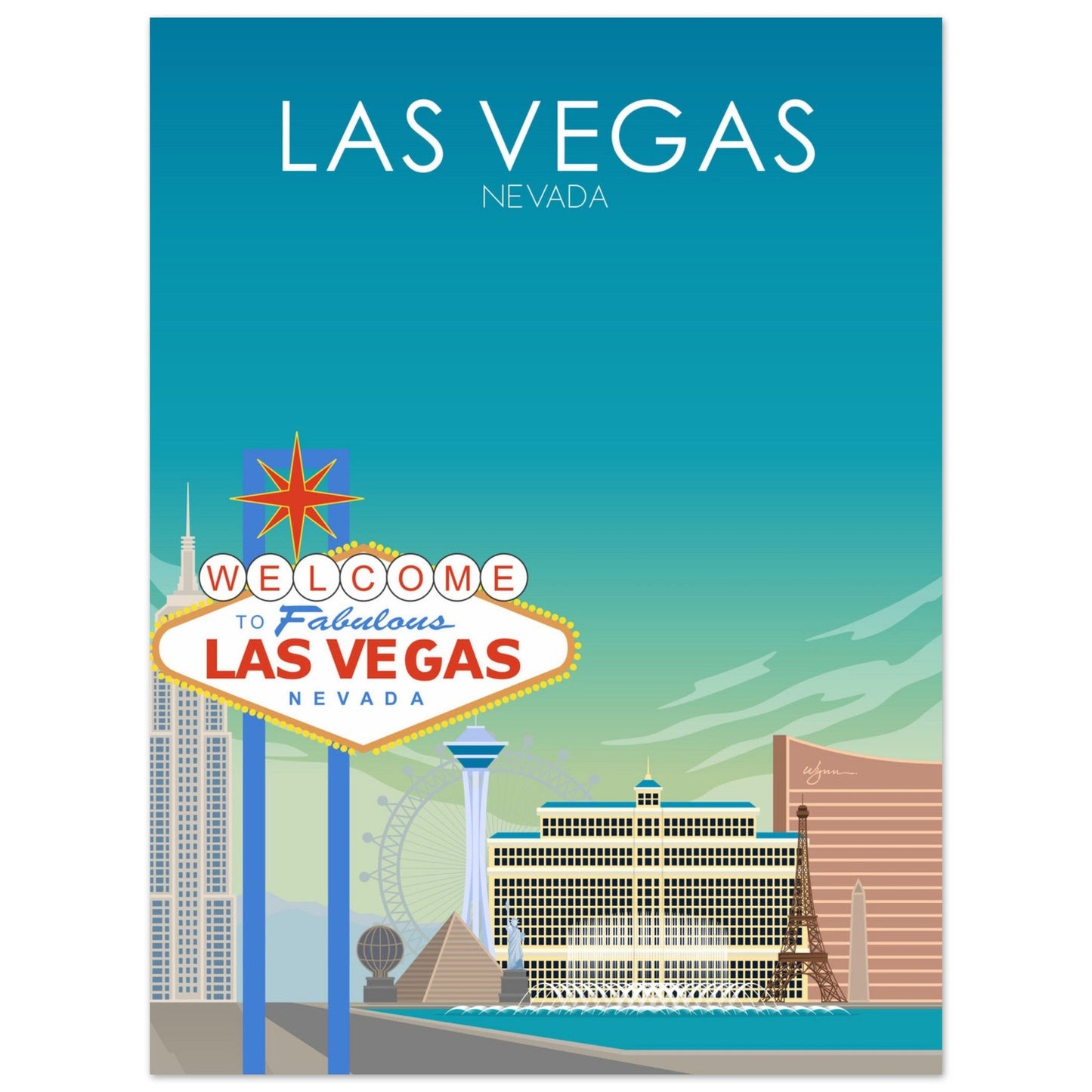 Las Vegas Poster | Las Vegas Wall Art | Las Vegas Daytime Print
