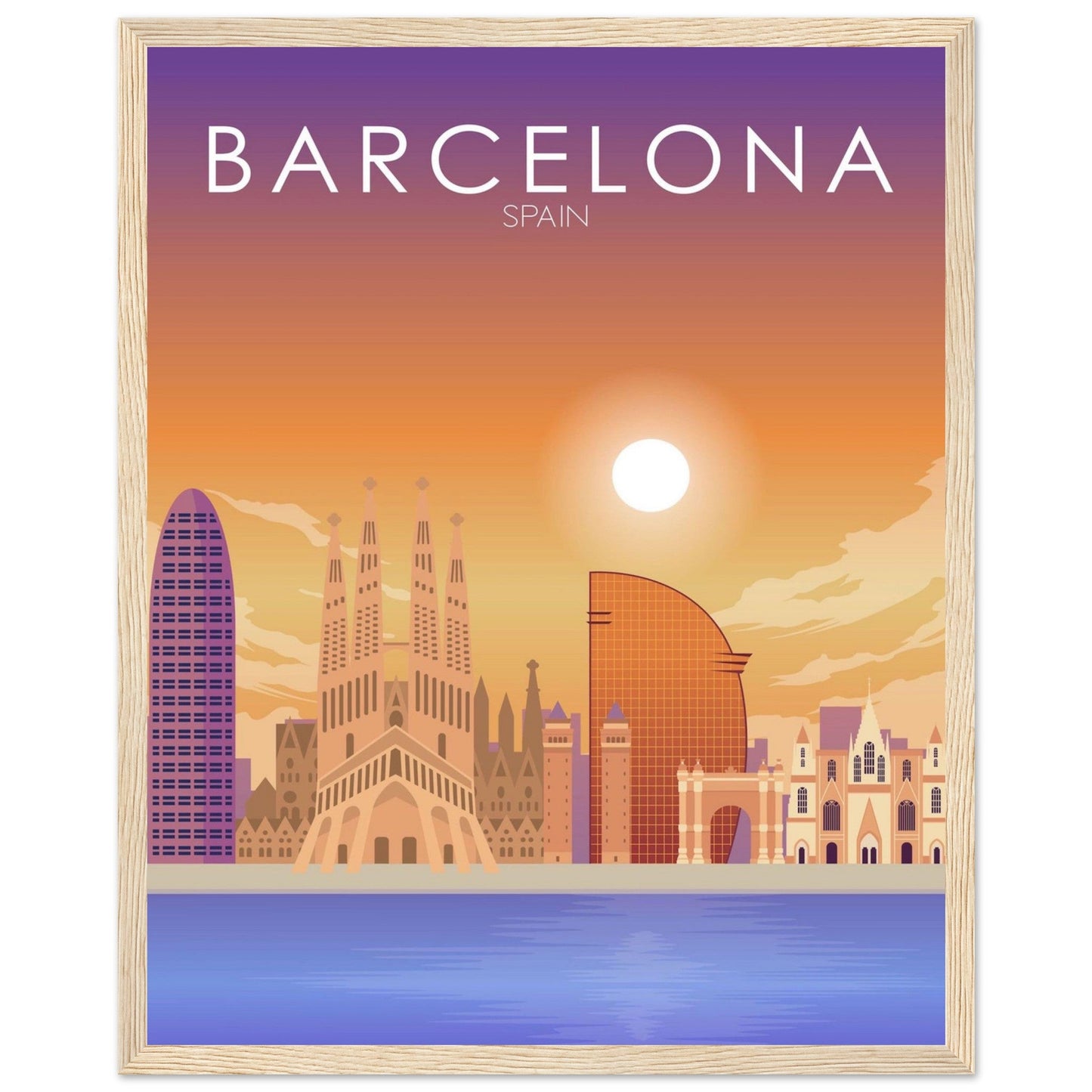 Barcelona Poster | Barcelona Wall Art | Barcelona Sunset Print