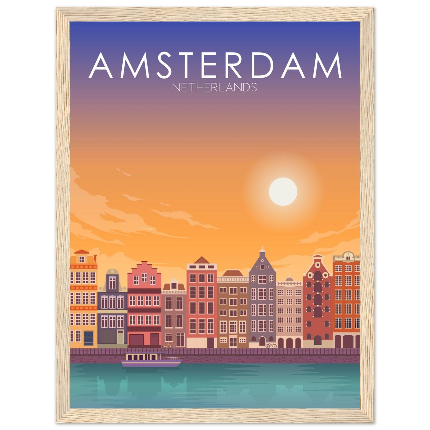 Amsterdam Poster | Amsterdam Wall Art | Amsterdam Sunset Print