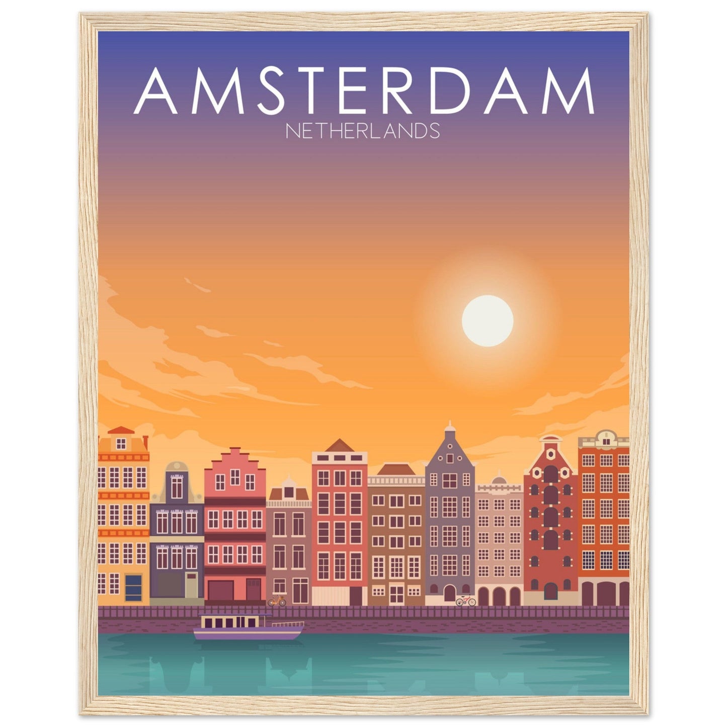 Amsterdam Poster | Amsterdam Wall Art | Amsterdam Sunset Print