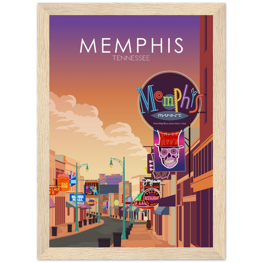 Memphis Poster | Memphis Wall Art | Memphis Sunset Print