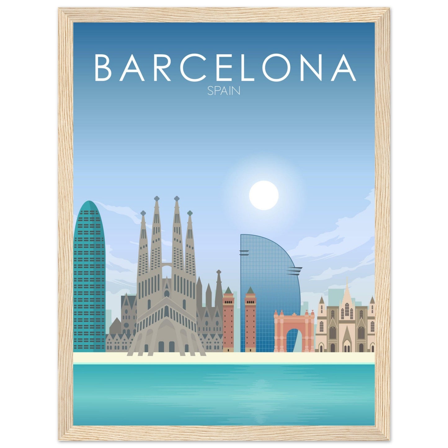 Barcelona Poster | Barcelona Wall Art | Barcelona Daytime Print