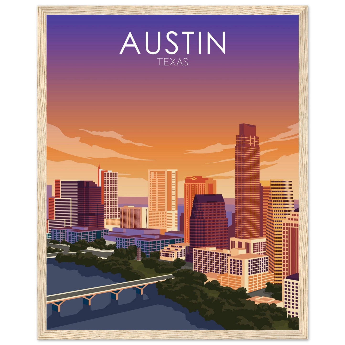 Austin Poster | Austin Wall Art | Austin Sunset Print