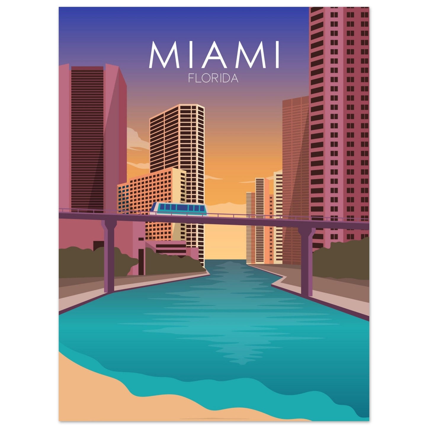 Miami Poster | Miami Wall Art | Miami Sunset Print