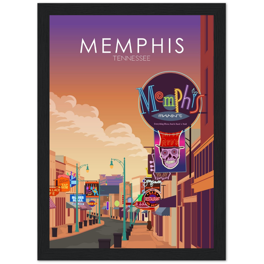 Memphis Poster | Memphis Wall Art | Memphis Sunset Print