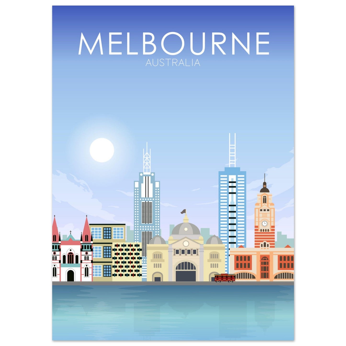 Melbourne Poster | Melbourne Wall Art | Melbourne Daytime Print