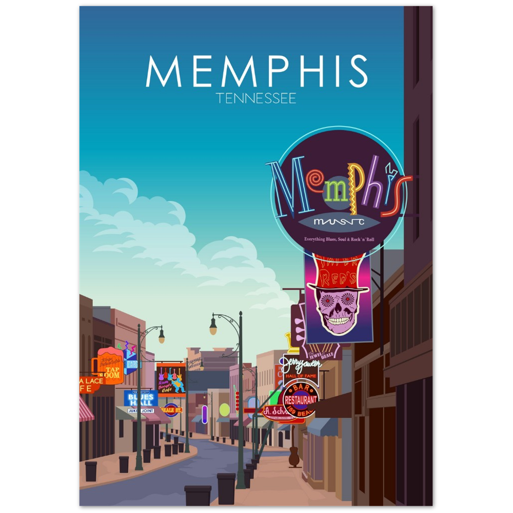 Memphis Poster | Memphis Wall Art | Memphis Daytime Print