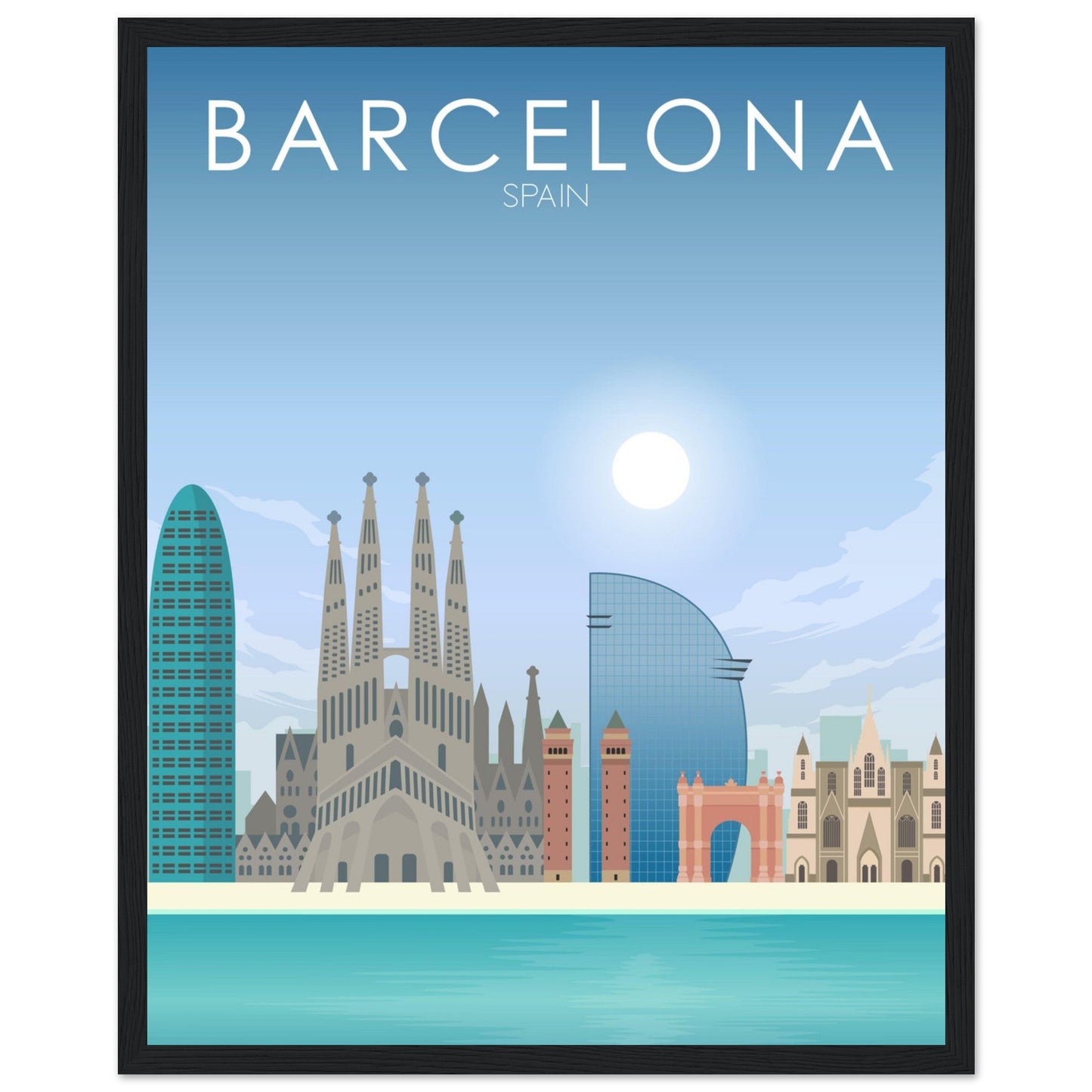 Barcelona Poster | Barcelona Wall Art | Barcelona Daytime Print