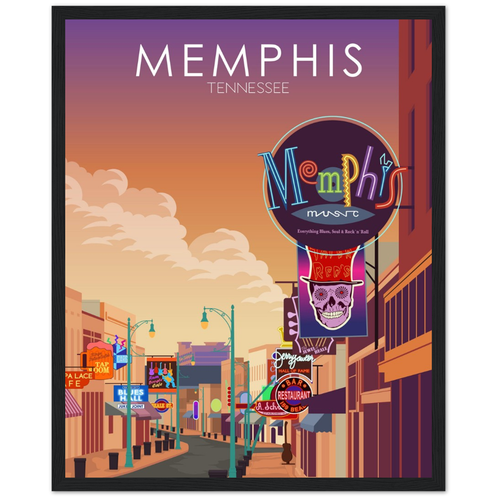 Memphis Poster | Memphis Wall Art | Memphis Sunset Print