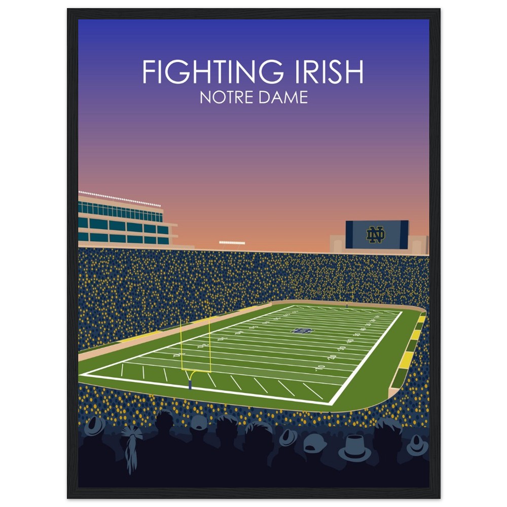 Notre Dame Stadium Poster | University of Notre Dame Fighting Irish College Football Stadium Print