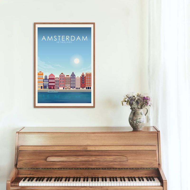 Amsterdam Poster | Amsterdam Wall Art | Amsterdam Daytime Print