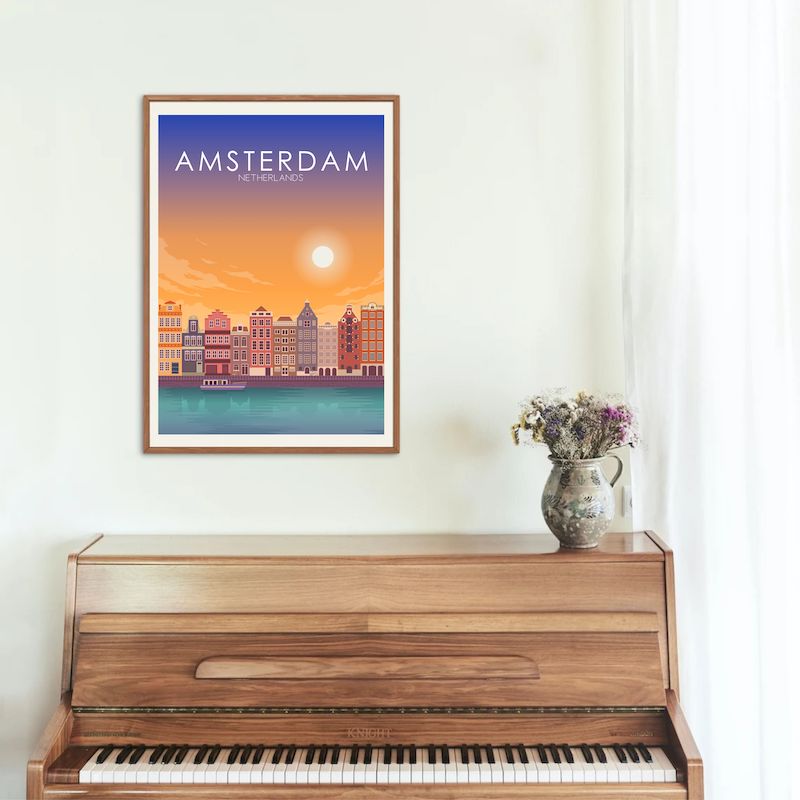Amsterdam Poster | Amsterdam Wall Art | Amsterdam Sunset Print