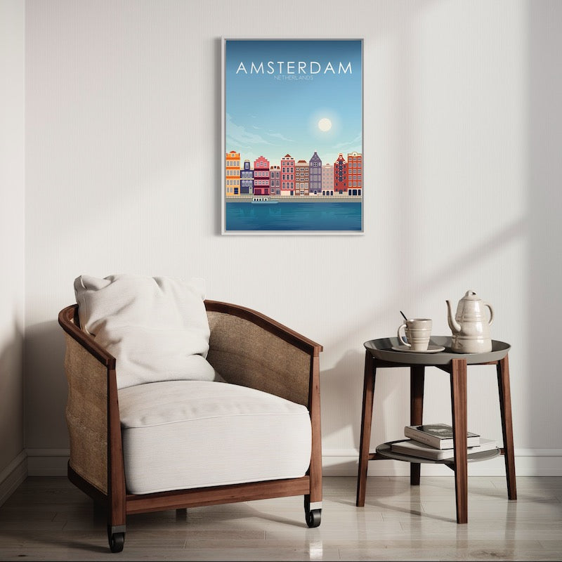 Amsterdam Poster | Amsterdam Wall Art | Amsterdam Daytime Print