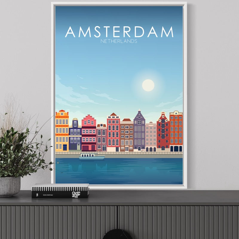 Amsterdam Poster | Amsterdam Wall Art | Amsterdam Daytime Print