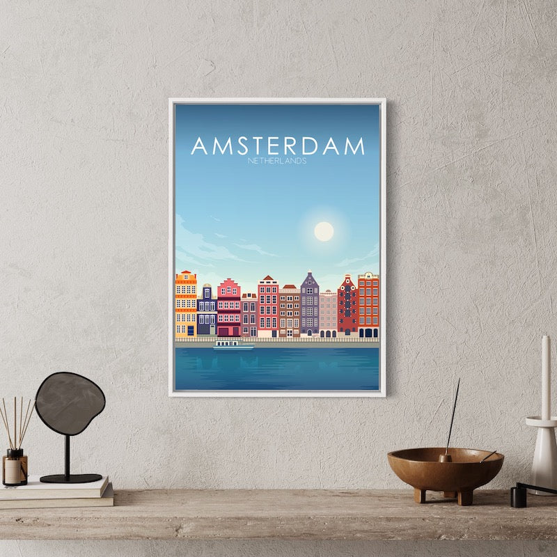 Amsterdam Poster | Amsterdam Wall Art | Amsterdam Daytime Print