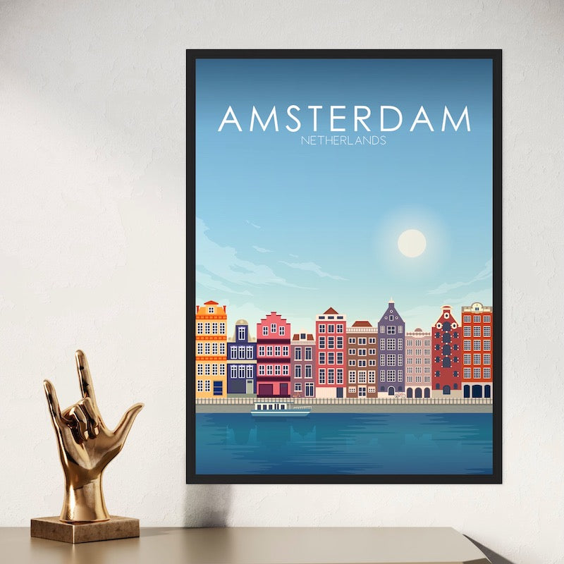 Amsterdam Poster | Amsterdam Wall Art | Amsterdam Daytime Print