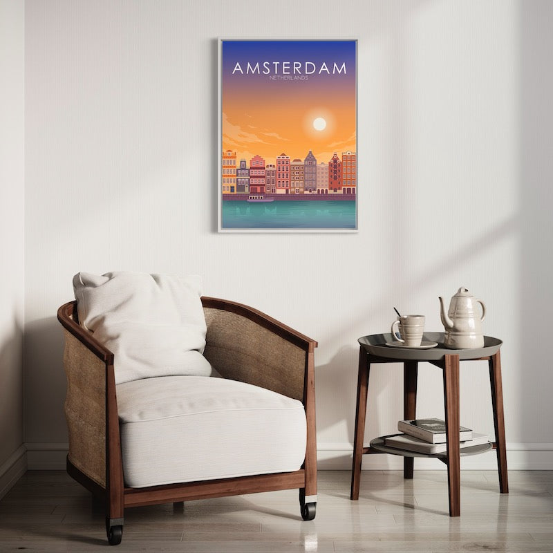 Amsterdam Poster | Amsterdam Wall Art | Amsterdam Sunset Print