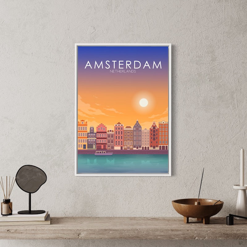 Amsterdam Poster | Amsterdam Wall Art | Amsterdam Sunset Print