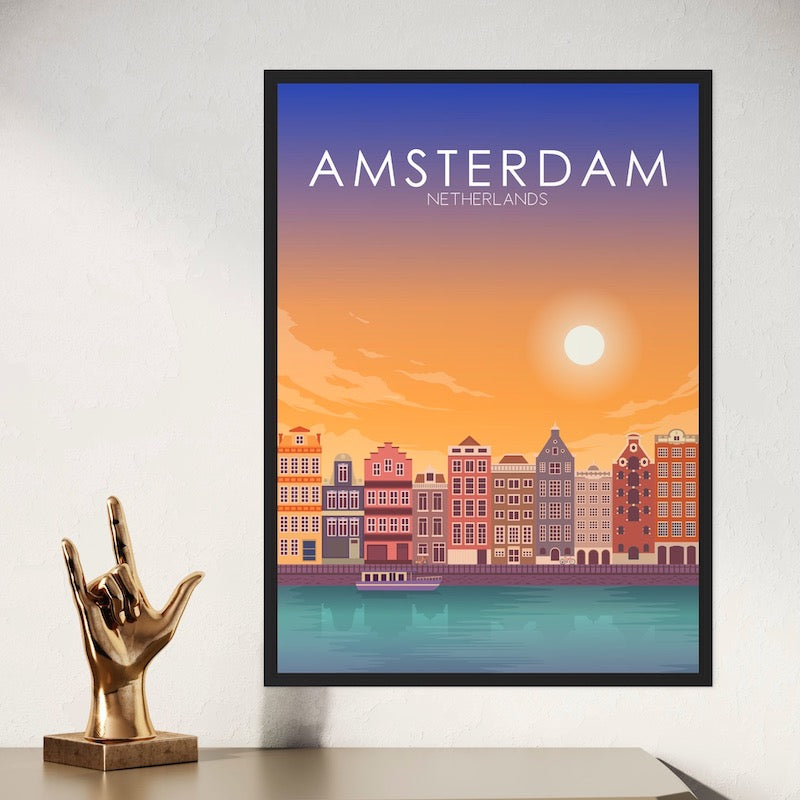 Amsterdam Poster | Amsterdam Wall Art | Amsterdam Sunset Print