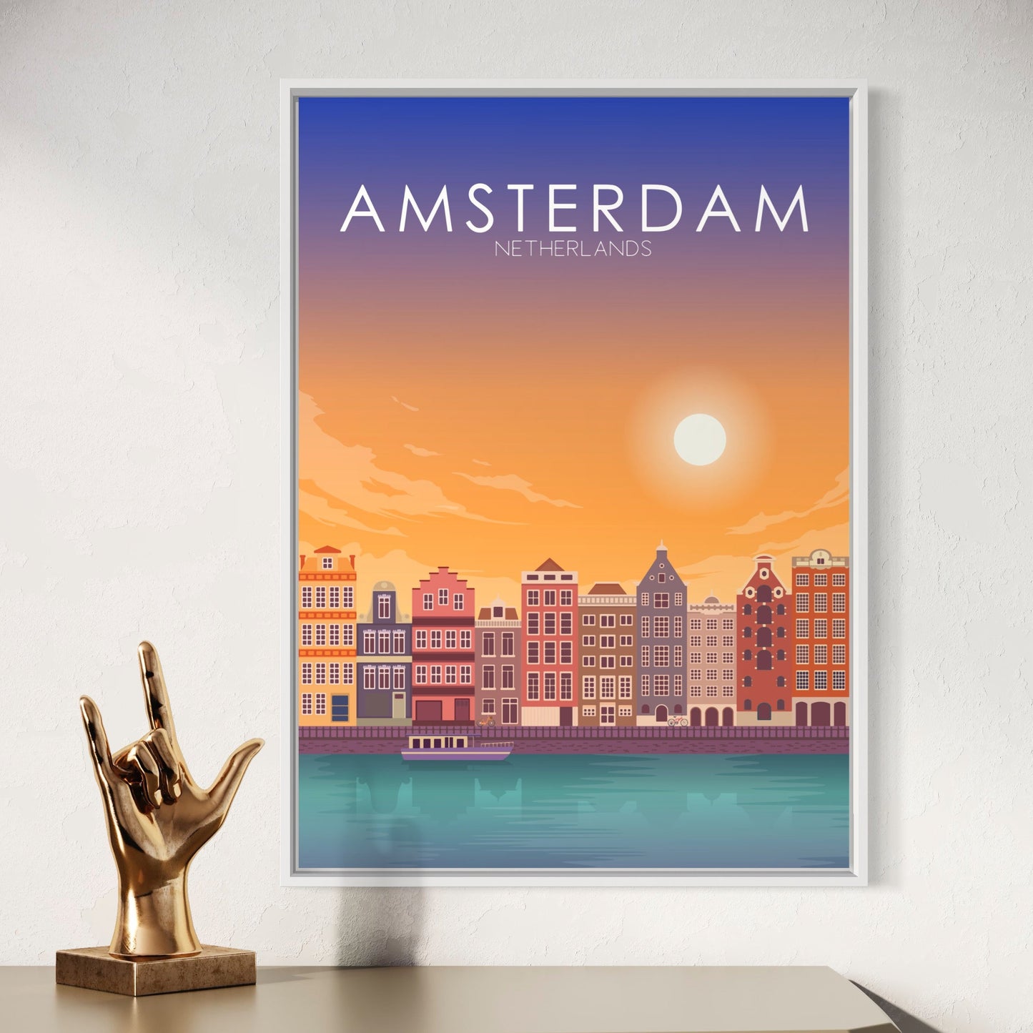Amsterdam Poster | Amsterdam Wall Art | Amsterdam Sunset Print