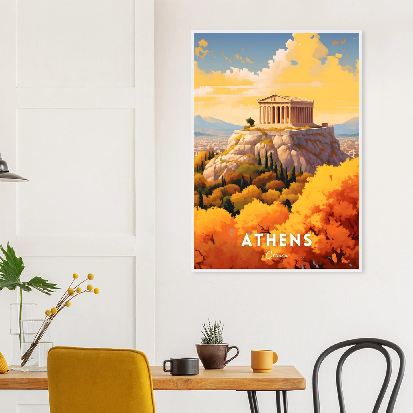 Athens Travel Poster kitchen mockup