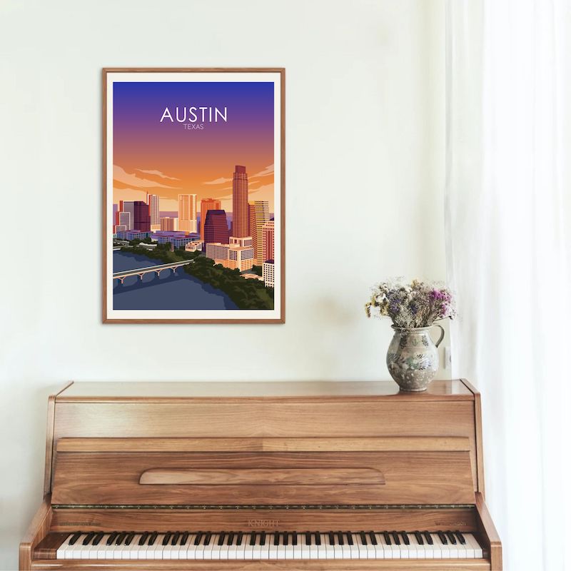 Austin Poster | Austin Wall Art | Austin Sunset Print