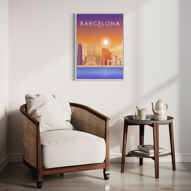 Barcelona Poster | Barcelona Wall Art | Barcelona Sunset Print