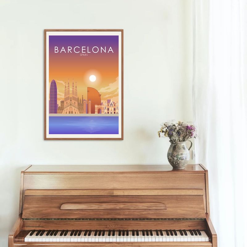Barcelona Poster | Barcelona Wall Art | Barcelona Sunset Print